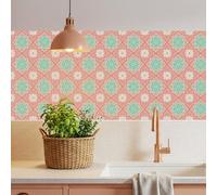 Azulejos Adhesivos Cocina Flor Roja Verde Vinilo Adhesivo Cocina Azulejos Adhesivos Baño Pvc Baldosas Adhesivas Pared Impermeable Vinilos Baño Autoadhesivo Baldosas Adhesivas 10x10cm/10 Pcs