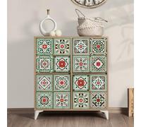 Azulejos Adhesivos Cocina Flor Roja Verde Vinilo Adhesivo Pared Pvc Azulejos Adhesivos Baño Impermeable Revestimiento Pared Pvc Duradero Vinilo Cocina Baldosas Adhesivas Pared 15x15cm/24 Pcs