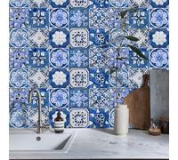 Azulejos Adhesivos Cocina Geometría Azul Vinilo Adhesivo Cocina Azulejos Adhesivos Baño Pvc Baldosas Adhesivas Pared Impermeable Vinilos Baño Autoadhesivo Baldosas Adhesivas 15x15cm/10 Pcs