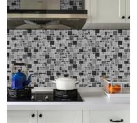 Azulejos Adhesivos Cocina Geometría Gris De Mármol Suelos de Vinilo Adhesivos para Suelos Impermeable Baldosas Adhesivas Pared Decoración Pared Muebles Vinilos Baño 12x24.6 cm/24 Pcs