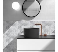 Azulejos Adhesivos Cocina Gris Blanca Hexágono Vinilo Adhesivo Cocina Azulejos Adhesivos Baño Pvc Baldosas Adhesivas Pared Impermeable Vinilos Baño Autoadhesivo Baldosas Adhesivas 27x27cm/20 Pcs