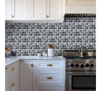 Azulejos Adhesivos Cocina Gris Marfil Blanca Azulejos Adhesivos Baño Pvc Baldosas Adhesivas Pared Impermeable Vinilo Adhesivo pared Cocina Duradero Vinilos Baño 15x30cm/6 pcs