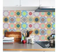 Azulejos Adhesivos Cocina Impresión Floral Color Vinilo Adhesivo Cocina Azulejos Adhesivos Baño Pvc Baldosas Adhesivas Pared Impermeable Vinilos Baño Autoadhesivo Baldosas Adhesivas 20x20cm/10 Pcs