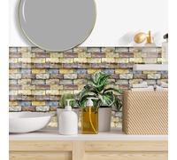 Azulejos Adhesivos Cocina Ladrillo Amarillo Púrpura Vinilo Adhesivo Cocina Azulejos Adhesivos Baño Pvc Baldosas Adhesivas Pared Impermeable Vinilos Baño Autoadhesivo Baldosas Adhesivas 27x27cm/30 Pcs