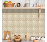 Azulejos Adhesivos Cocina Mandala Amarillo Beige Azulejos Adhesivos Baño Impermeables Baldosas Adhesivas Pared para Gabinete Muebles Decoración Vinilo Adhesivo Pared Cocina 30x30 cm /10 Piezas