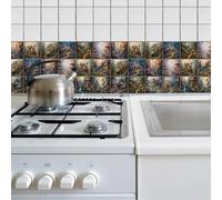 Azulejos Adhesivos Cocina Mariposa Hongo Vinilo Adhesivo Pared Pvc Azulejos Adhesivos Baño Impermeable Revestimiento Pared Pvc Duradero Vinilo Cocina Baldosas Adhesivas Pared 20x20cm/24 Pcs
