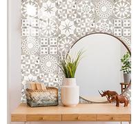 Azulejos Adhesivos Cocina Patrón Retro Baldosas Adhesivas Pared Pvc Vinilo Adhesivo Cocina Vinilos Baño Azulejos Impermeable Vinilo Adhesivo pared Baño Losetas Vinilicas 10x10cm/10 Piezas