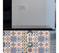 Azulejos Adhesivos Cocina Rojo Azul Naranja Baldosas Adhesivas Pared Pvc Vinilo Adhesivo Cocina Baño Impermeable Vinilos Azulejos Autoadhesivos Losetas Vinilicas Extraíble 10x10cm/10 Piezas