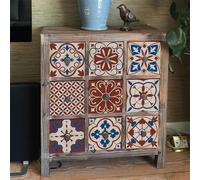Azulejos Adhesivos Cocina Rojo Azul Retro Baldosas Adhesivas Pared Gabinete Muebles Baño Autoadhesivo Impermeable PVC Hogar Decoración Vinilo Pared Cocina 10x10cm/24 piezas