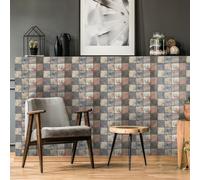 Azulejos Adhesivos Cocina Rosa Gris Blanca Azulejos Adhesivos Baño Pvc Baldosas Adhesivas Pared Impermeable Vinilo Adhesivo pared Cocina Duradero Vinilos Baño 15x30cm/12 pcs