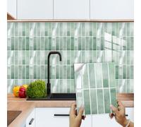 Azulejos Adhesivos Cocina y Baño Verde Claro Vinilos Azulejos Impermeables para Pared, Baldosas Adhesivas para Cocina y Baño 20 PC(24X30CM)