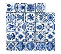 Azulejos adhesivos estilo portugués, 24 paneles decorativos, adhesivos de vinilo resistentes, fácil renovación | Adhesivos antideslizantes e impermeables de gran adherencia para escaleras