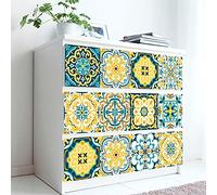 Azulejos Adhesivos Flor Azul Amarilla Vinilos Cocina Azulejos Antisalpicaduras Rollos Adhesivos para Azulejos de Cocina Vinilos de Pared Decorativos Vinilos Baño Vinilos Decorativos 10x10cm