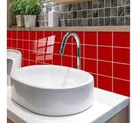 Azulejos Adhesivos Rojo Vinilos Cocina Azulejos PVC Vinilos para Baños Impermeable Vinilos de Pared Decorativos Antisalpicaduras Vinilos Decorativos 30x30cm/12 Pcs