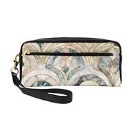 Azulejos Art Déco de mármol con patrón de Pasteles Suaves, Bolsa de Maquillaje Bolsa de cosméticos Bolsa de Aseo de Viaje portátil Estuche de Cuero para Mujeres y niñas