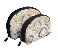 Azulejos Art Déco de mármol con patrón de Pasteles Suaves, Bolsa de Maquillaje de Concha, Monedero pequeño para Mujer, Bolsa de artículos de tocador, Bolsa de cosméticos, 2 Piezas