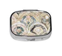 Azulejos Art Déco de mármol con patrón de pasteles suaves, Pastillero cuadrado para bolsillo o monedero, pequeño contenedor de pastillas, organizador de pastillas de viaje