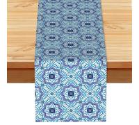 Azulejos clásicos de Estilo portugués marroquí,Camino de Mesa de Lino sintético para el hogar, Fiestas, comedores, 33 x 183 cm