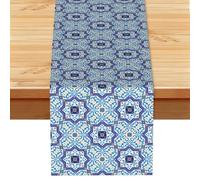 Azulejos clásicos de Estilo portugués marroquí,Camino de Mesa de Lino sintético para el hogar, Fiestas, comedores, 33 x 183 cm