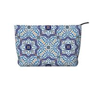 Azulejos clásicos de Estilo portugués marroquí,Neceser de Pana, Neceser de Maquillaje portátil, Neceser de Viaje