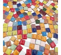 Azulejos cuadrados de cerámica de 500 g para manualidades, 1,2 x 1,2 cm, azulejos de mosaico cuadrados de porcelana para proyectos de mosaico de bricolaje, decoración del hogar (color mezclado)