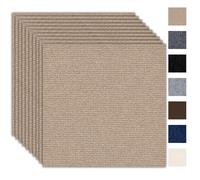 Azulejos de alfombra autoadhesivos, 30 x 30 cm, juego de 10 unidades, 0,9 m², alfombra con respaldo, alfombra resistente para el hogar, oficina, comercio, marrón claro