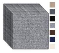 Azulejos de alfombra autoadhesivos, 30 x 30 cm, juego de 10 unidades, 0,9 m², alfombra con respaldo, autoadhesiva, alfombra resistente para el hogar, oficina, comercio, gris claro