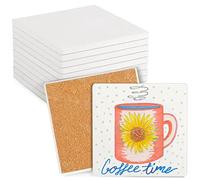 Azulejos de cerámica en blanco para manualidades, posavasos, sin esmaltar (blanco, 10 unidades, 10 unidades)