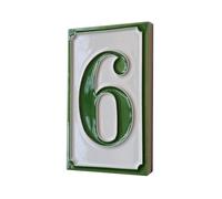 Azulejos de cerámica italiana verde pintados a mano para números de casa 11 x 7 cm (azulejo número 6)