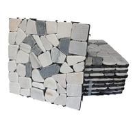 Azulejos de exterior empotrados WPC para suelos drenantes terraza, balcón, jardín, piscina, efecto madera antideslizante base de PVC (piedra auténtica, 8 unidades)