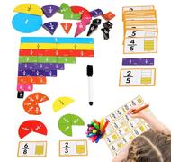 Azulejos de fracciones magnéticas - Azulejos matemáticos de 8,46 pulgadas | Juego de fracciones magnéticas educativas para el aprendizaje de papel para contar y practicar matemáticas