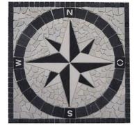 Azulejos de mármol Rosone 60 x 60 cm rosa de los vientos mosaico blanco negro 034