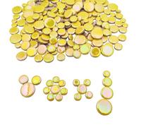 Azulejos de mosaico de cerámica redondos iridiscentes de 500 g, piezas de mosaico circular de 4 tamaños mixtos para macetas, jarrones, tazas, decoración de jardín y hogar, suministros de bricolaje