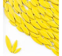 Azulejos de mosaico de pétalos de cerámica, 85g, mosaico de hojas de porcelana artesanal, hojas de sauce, piedras for hacer mosaicos para Arte y Manualidades(Yellow)