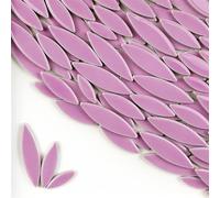 Azulejos de mosaico de pétalos de cerámica, 85g, mosaico de hojas de porcelana artesanal, hojas de sauce, piedras for hacer mosaicos para Arte y Manualidades(Purple)
