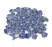 Azulejos de mosaico de porcelana de cerámica rota de 500 g para manualidades, piezas de mosaico de porcelana azul y blanca irregulares para proyectos de mosaico de jarrón de bricolaje (mediano 6)