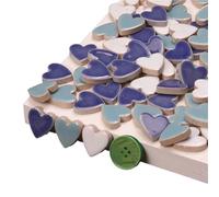 Azulejos de mosaico de vidrio, 24 piezas de mosaicos de porcelana en forma de corazón, 2,3 x 2,25 x 0,6 cm aprox. 105 g/3,5 oz Multicolor(Mix 7)