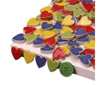 Azulejos de mosaico de vidrio, 24 piezas de mosaicos de porcelana en forma de corazón, 2,3 x 2,25 x 0,6 cm aprox. 105 g/3,5 oz Multicolor(Mix 4)