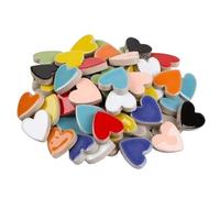 Azulejos de mosaico de vidrio, 24 piezas de mosaicos de porcelana en forma de corazón, 2,3 x 2,25 x 0,6 cm aprox. 105 g/3,5 oz Multicolor(Mix)