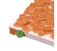 Azulejos de mosaico de vidrio cuadrados de 300 g/10,6 oz, 2 cm/0,78 pulgadas, 4 mm/0,16 pulgadas de grosor, materiales for manualidades.(Brown)
