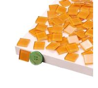 Azulejos de mosaico de vidrio cuadrados de 300 g/10,6 oz, 2 cm/0,78 pulgadas, 4 mm/0,16 pulgadas de grosor, materiales for manualidades.(Orange)