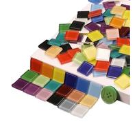 Azulejos de mosaico de vidrio cuadrados de 300 g/10,6 oz, 2 cm/0,78 pulgadas, 4 mm/0,16 pulgadas de grosor, materiales for manualidades.(All Color Mix)