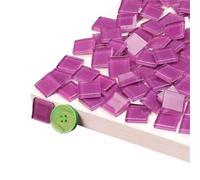 Azulejos de mosaico de vidrio cuadrados de 300 g/10,6 oz, 2 cm/0,78 pulgadas, 4 mm/0,16 pulgadas de grosor, materiales for manualidades.(Purple)