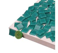 Azulejos de mosaico de vidrio cuadrados de 300 g/10,6 oz, 2 cm/0,78 pulgadas, 4 mm/0,16 pulgadas de grosor, materiales for manualidades.(Duck Green)