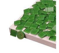 Azulejos de mosaico de vidrio cuadrados de 300 g/10,6 oz, 2 cm/0,78 pulgadas, 4 mm/0,16 pulgadas de grosor, materiales for manualidades.(Green)