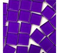 Azulejos de mosaico de vidrio cuadrados de 300 g/10,6 oz, 2 cm/0,78 pulgadas, 4 mm/0,16 pulgadas de grosor, materiales for manualidades.(Dark Purple)