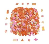 Azulejos de mosaico de vidrio iridiscente de 200 g, 270 piezas de 4 formas mixtas de vidrieras para mosais, cuadrado/triángulo/rectangular/rombo (mandarina)