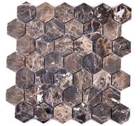 Azulejos de Mosaico Mármol Piedra Braun Hexágono Braun Flameado WB42-1313 1 Mate
