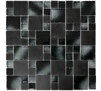Azulejos de Mosaico Negro Combinación Vidrio Piedra Natural WB88-0304 1 Mate