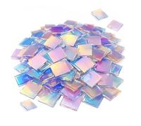 Azulejos de mosaico para artes y manualidades, mini cuadrados iridiscentes, arcoíris translúcido y piezas holográficas, azulejos de 2 cm y 3 cm para manualidades, arte de mosaico, proyectos de luz y
